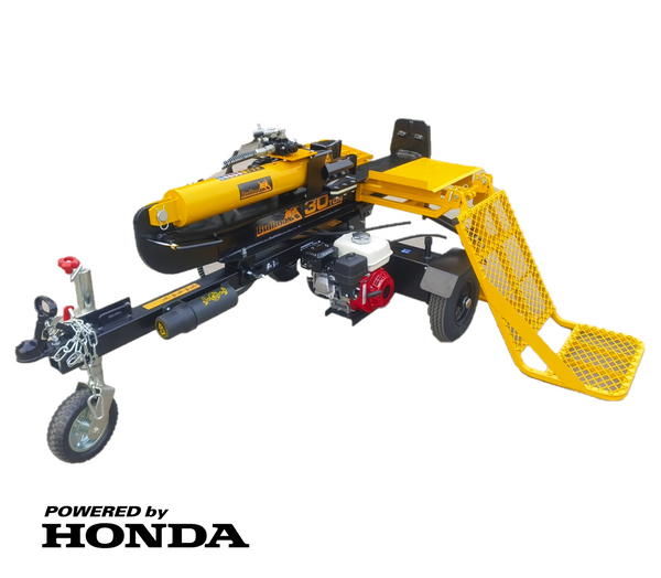 Split Australian hardwoods with ease using the Bullmax 30 Ton Log Splitter with Hydraulic Lifter (BMLSL-H30TL-1). Powered by a Honda GX200 engine, features 60kg lifter, fast 12.9s cycle time, towable design, and dual horizontal/vertical splitting modes.